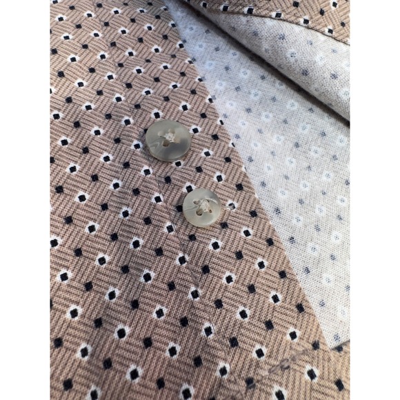 VTG Pierre Cardin Tan Geometric Print Cotton Button Down Shirt Men's Size Large - Picture 3 of 12